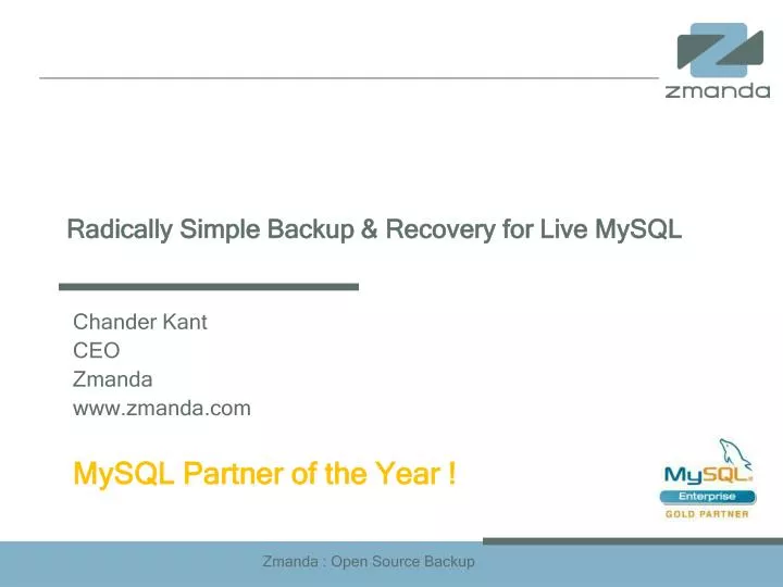 radically simple backup recovery for live mysql