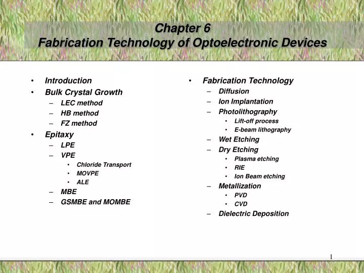 chapter 6 fabrication technology of optoelectronic devices