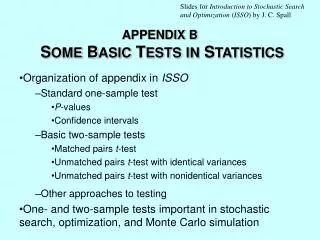 APPENDIX B S OME B ASIC T ESTS IN S TATISTICS