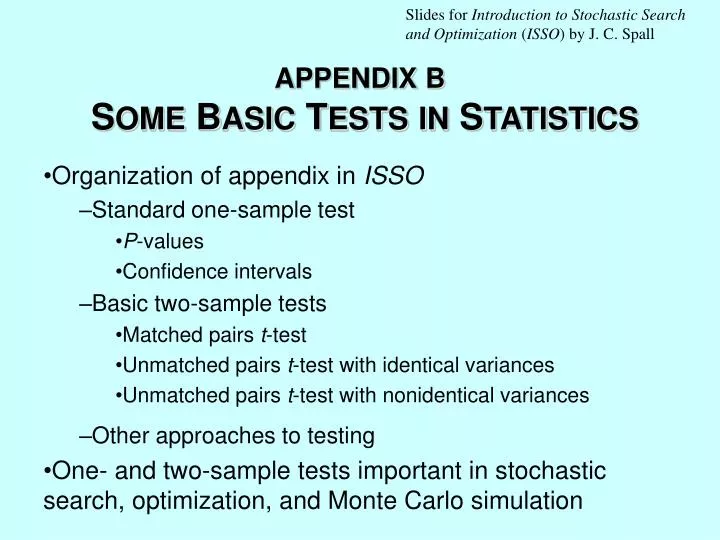 appendix b s ome b asic t ests in s tatistics