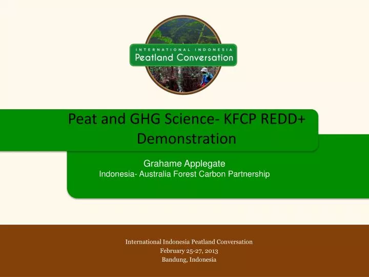 peat and ghg science kfcp redd demonstration