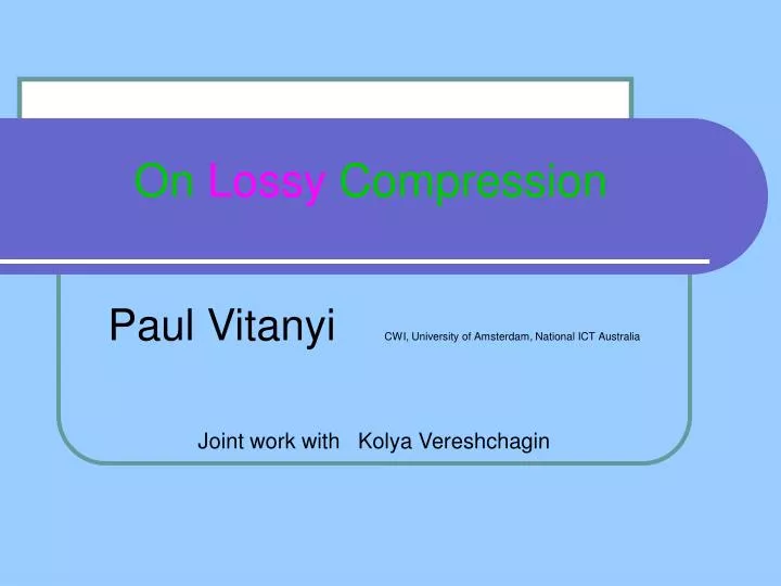 on lossy compression