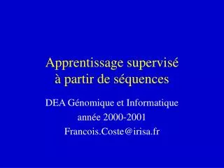 apprentissage supervis partir de s quences