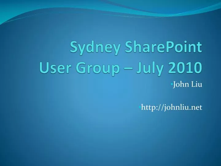 sydney sharepoint user group july 2010