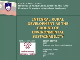 INTEGRAL RURAL DEVELOPMENT AS THE GROUND OF ENVIRONMENTAL SUSTAINABILITY