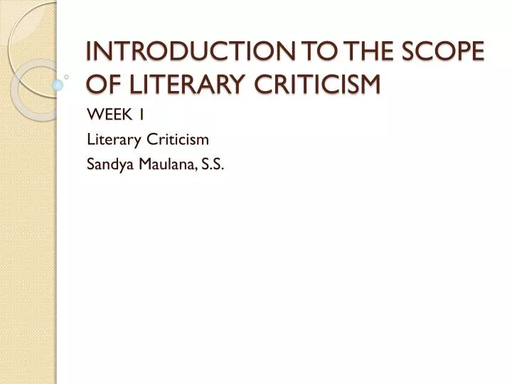introduction to the scope of literary criticism
