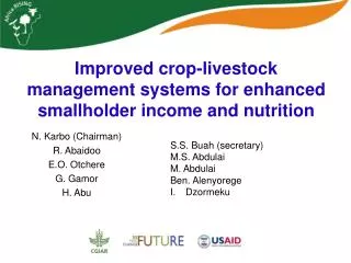 Improved crop-livestock management systems for enhanced smallholder income and nutrition