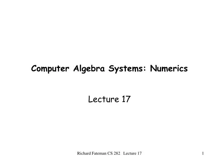 computer algebra systems numerics