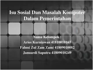 isu sosial dan masalah komputer dalam pemerintahan