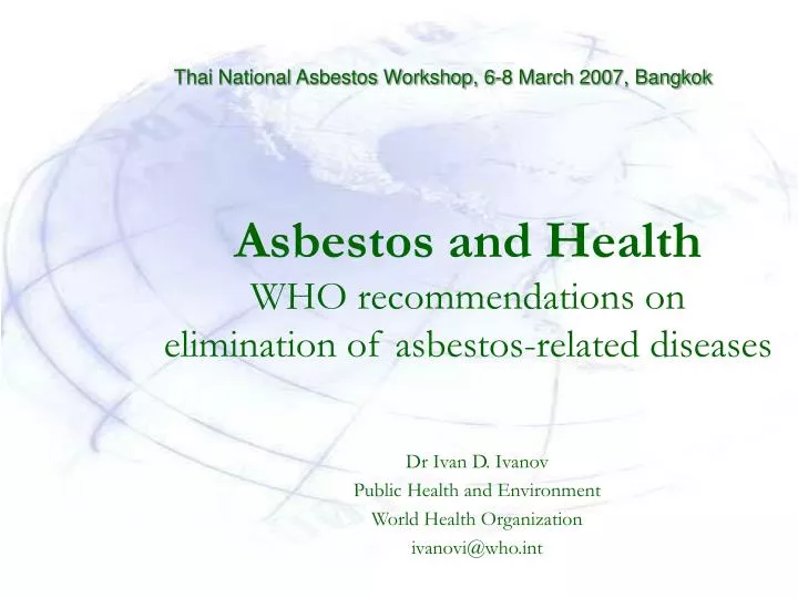 asbestos and health who recommendations on elimination of asbestos related diseases