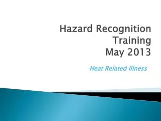Hazard Recognition Training May 2013