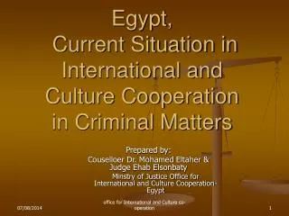Egypt, Current Situation in International and Culture Cooperation in Criminal Matters