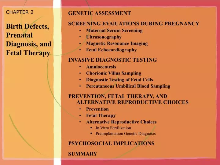 chapter 2 birth defects prenatal diagnosis and fetal therapy