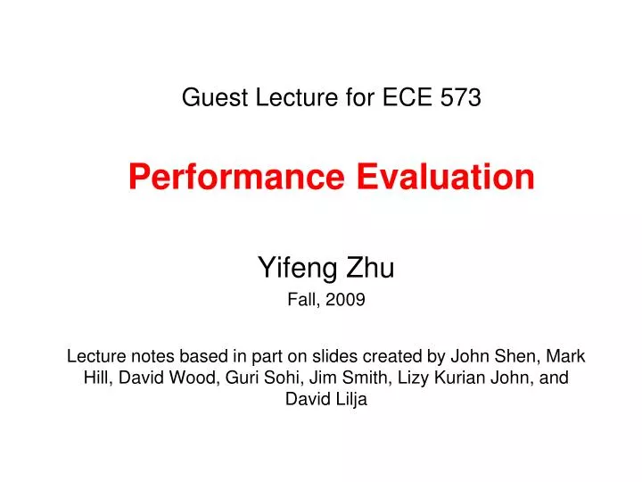 guest lecture for ece 573 performance evaluation