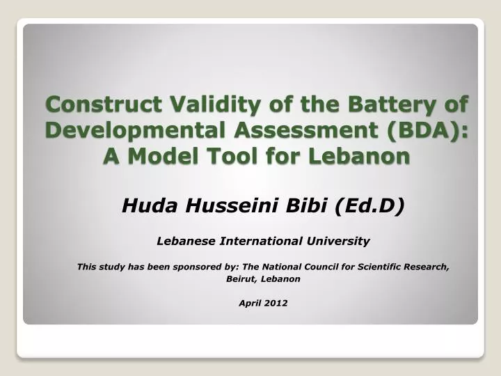 construct validity of the battery of developmental assessment bda a model tool for lebanon