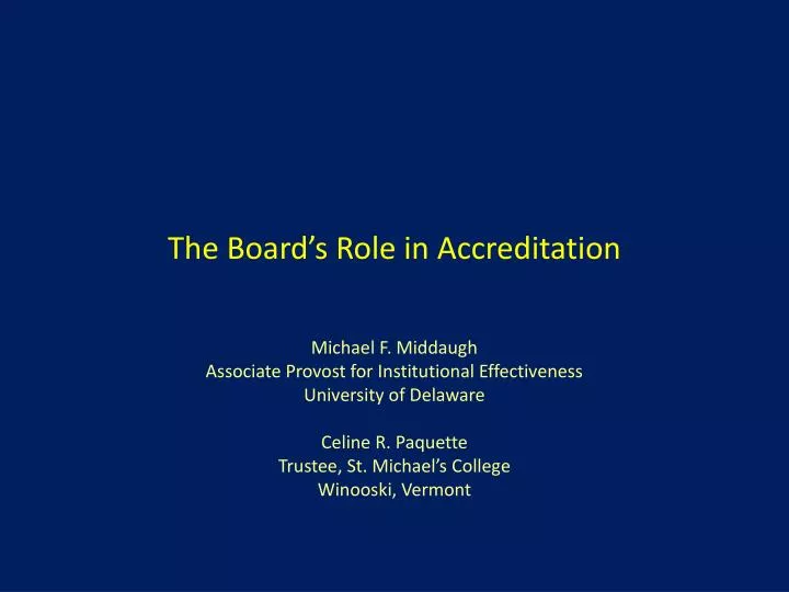 the board s role in accreditation