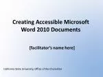 Creating Accessible Microsoft Word 2010 Documents - slide 1