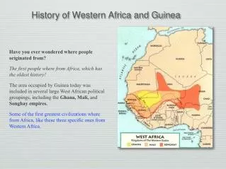 History of Western Africa and Guinea