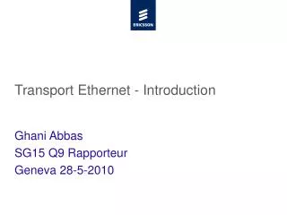 Transport Ethernet - Introduction