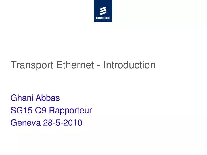 transport ethernet introduction