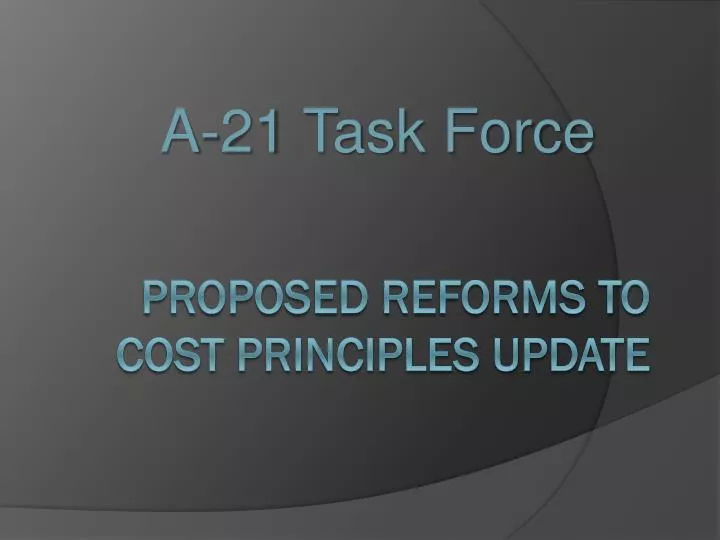 proposed reforms to cost principles update
