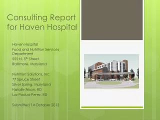 Consulting Report for Haven Hospital