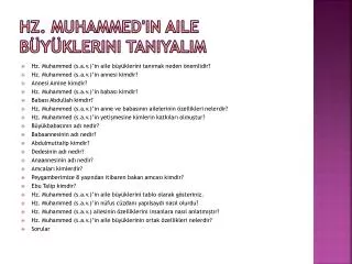 hz muhammed in aile b y klerini tan yal m