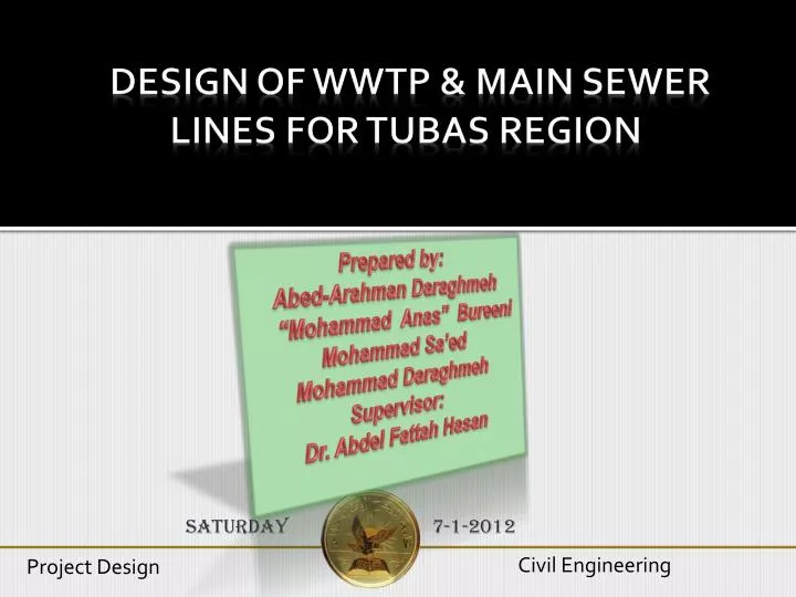 design of wwtp main sewer lines for tubas region
