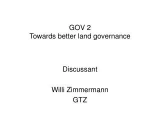 GOV 2 Towards better land governance