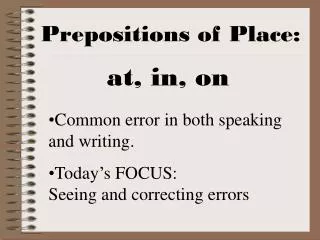 Prepositions of Place: