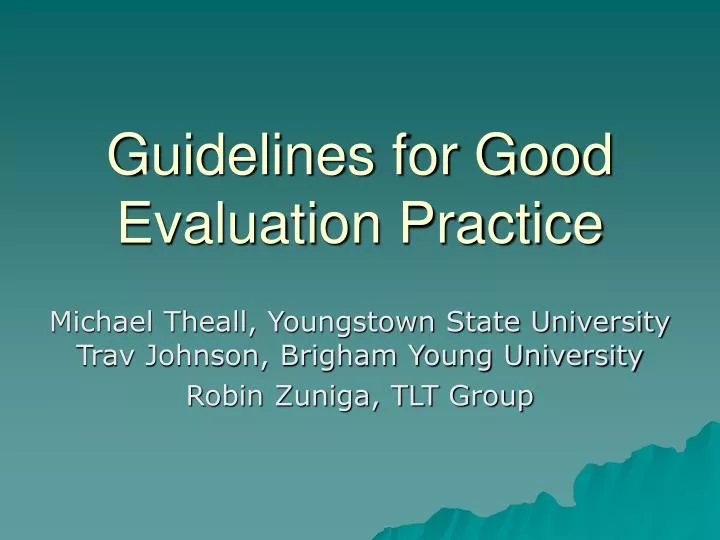 guidelines for good evaluation practice
