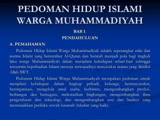 PEDOMAN HIDUP ISLAMI WARGA MUHAMMADIYAH