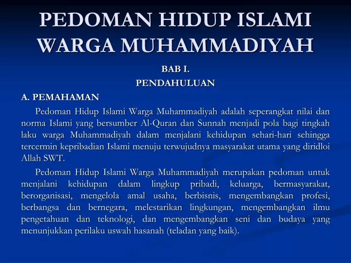 pedoman hidup islami warga muhammadiyah