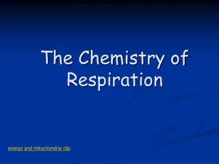 The Chemistry of Respiration