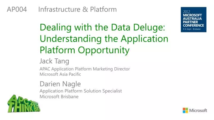 dealing with the data deluge understanding the application platform opportunity