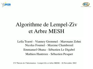 algorithme de lempel ziv et arbre mesh