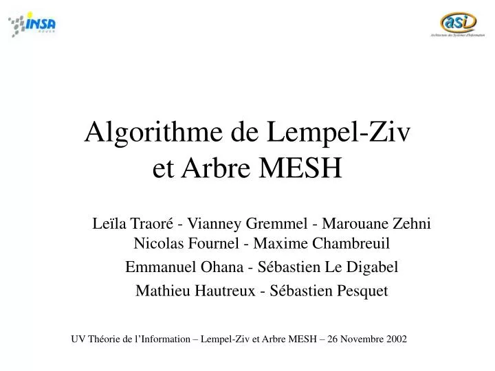 algorithme de lempel ziv et arbre mesh
