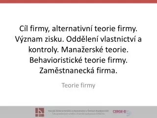 teorie firmy
