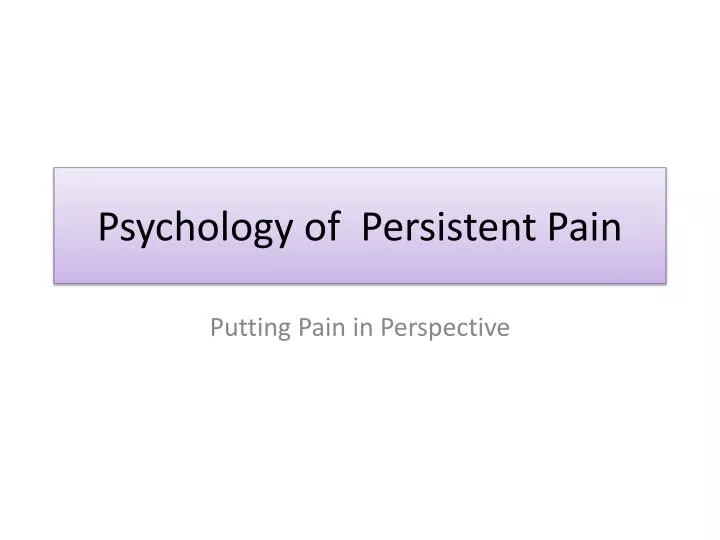 psychology of persistent pain