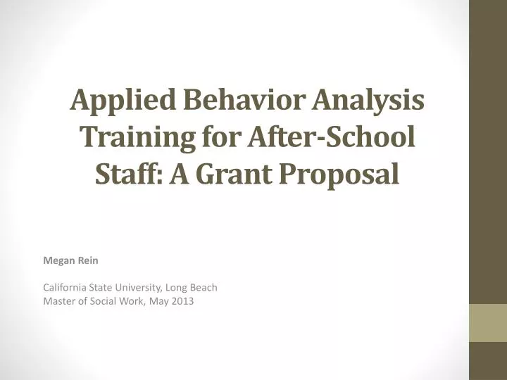 applied behavior analysis training for after school staff a grant proposal