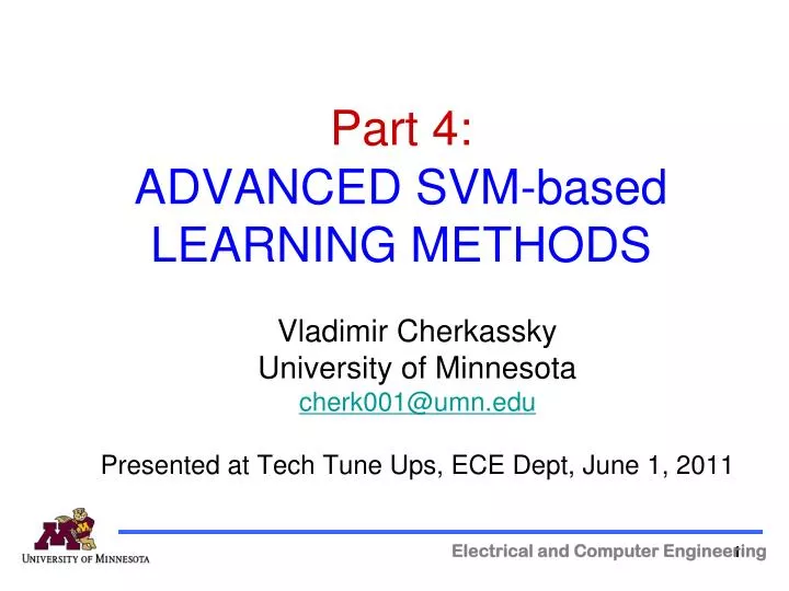 part 4 advanced svm based learning methods