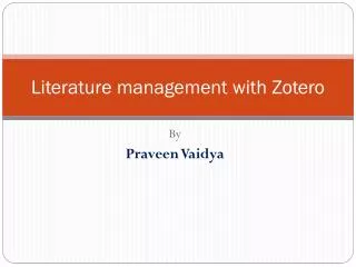 literature management with zotero