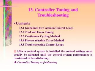13. Controller Tuning and Troubleshooting