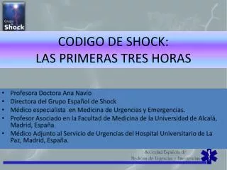 codigo de shock las primeras tres horas