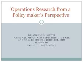 operations research from a policy maker s perspective