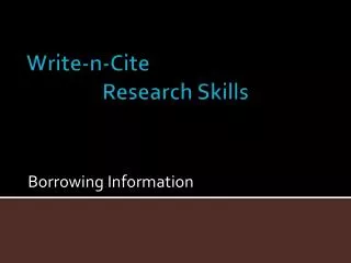 Write-n-Cite Research Skills