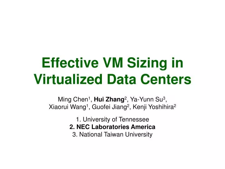 effective vm sizing in virtualized data centers
