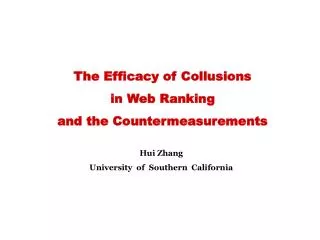 The Efficacy of Collusions in Web Ranking and the Countermeasurements
