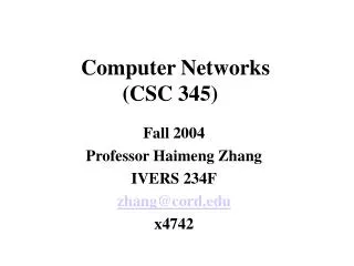 Computer Networks (CSC 345)