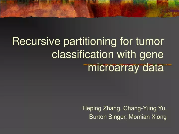 recursive partitioning for tumor classification with gene microarray data